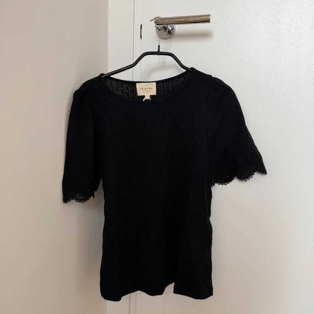 Sezane Cléa T-shirt Black - Size S - Picture 2 of 6